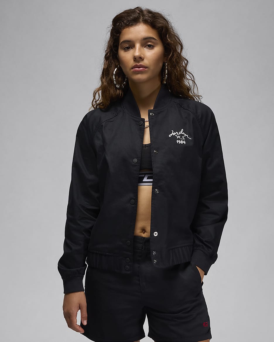 Chamarra universitaria para mujer Jordan - Negro/Vela