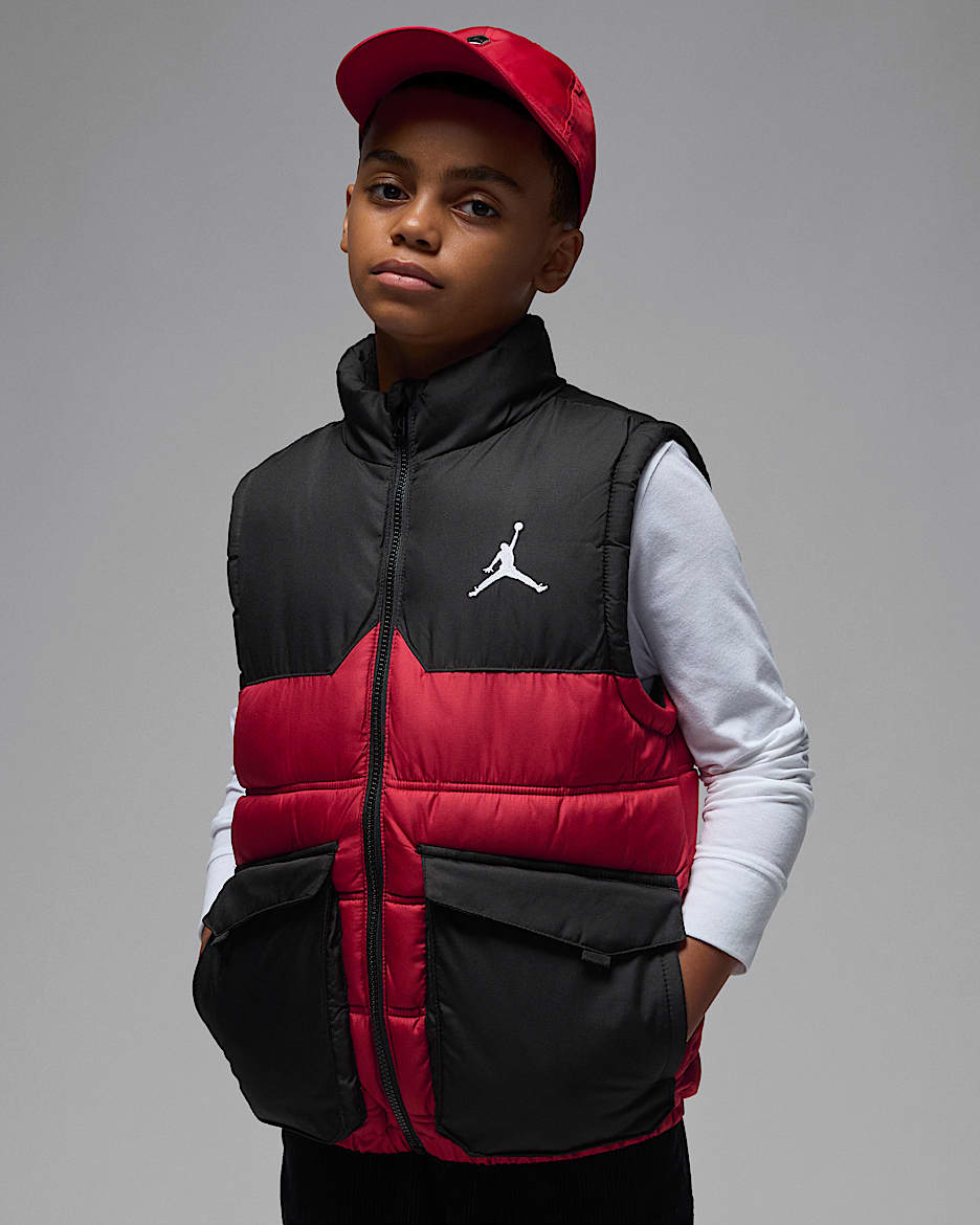 Jordan Big Kids' Filled Puffer Vest - Gym Red