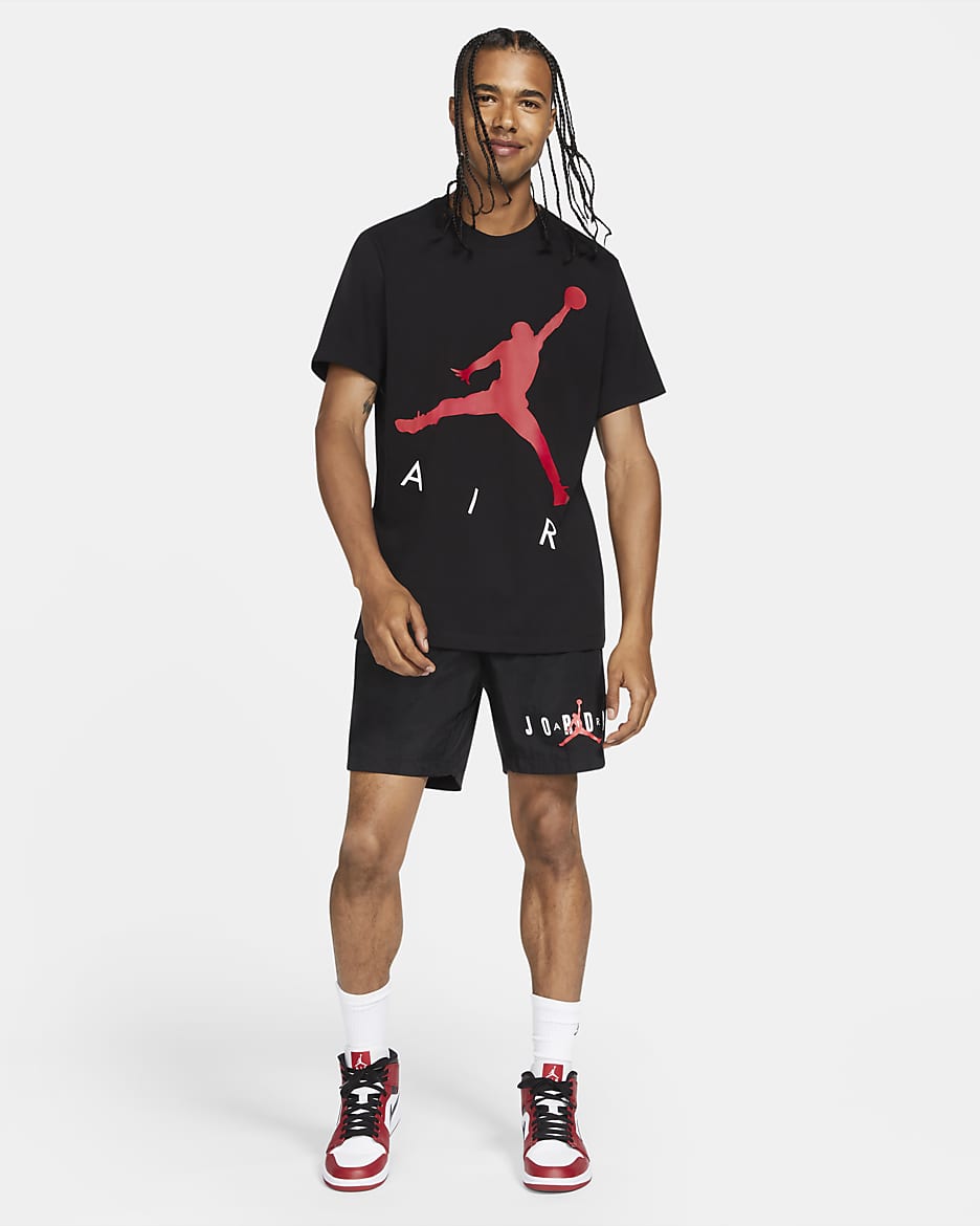 Jordan Jumpman Air Kısa Kollu Erkek Tişörtü - Siyah/Gym Red