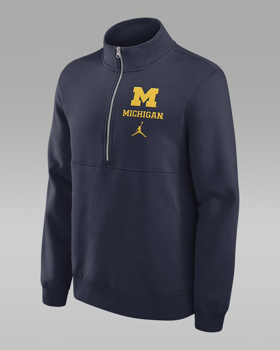 Sudadera de cuello redondo universitaria Jordan de medio cierre para hombre Michigan Wolverines Primetime Club - Azul marino
