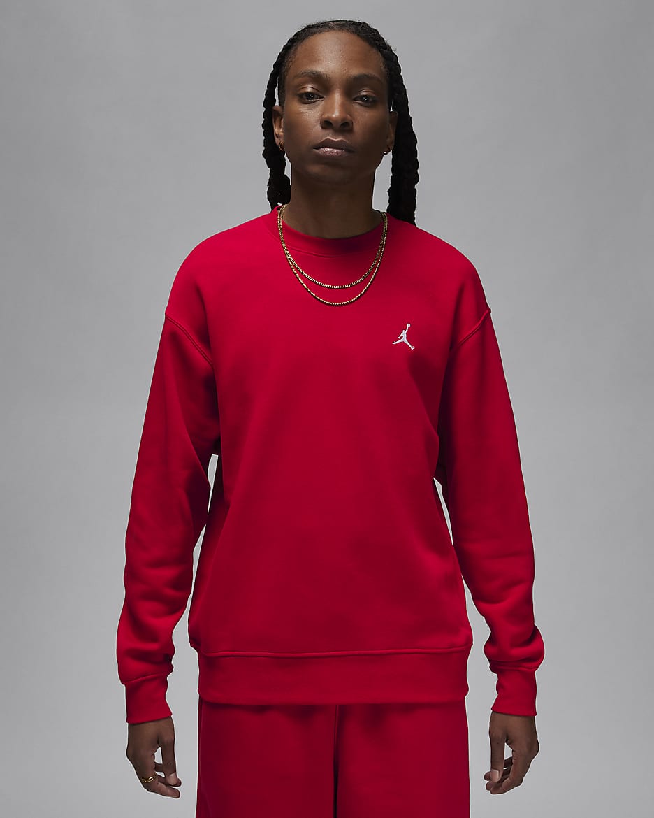 Felpa a girocollo Jordan Brooklyn Fleece – Uomo - Gym Red/Bianco