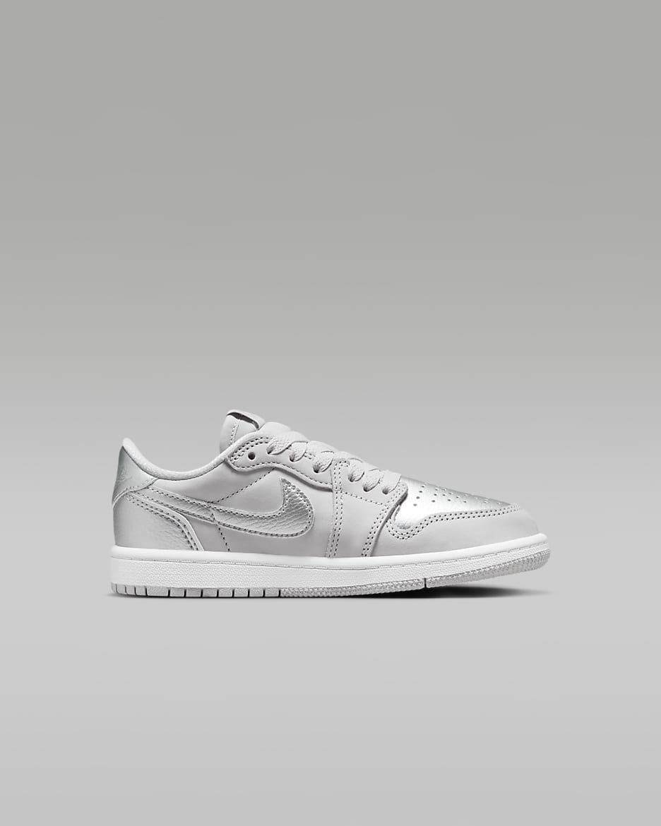 Jordan 1 Retro Low 'Silver' Younger Kids' Shoes - Neutral Grey/White/Metallic Silver