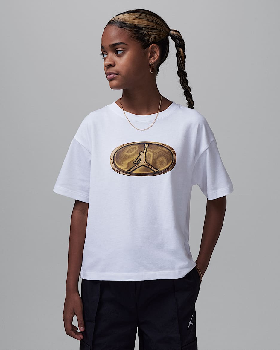 Jordan 1st Baby Blue Older Kids' T-Shirt - White