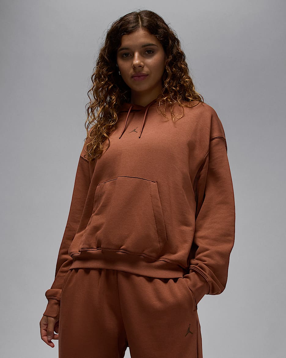 Sudadera con gorro de tejido Fleece Dri-FIT para mujer Jordan Sport Crossover - Rojo corteza/Cacao impresionante