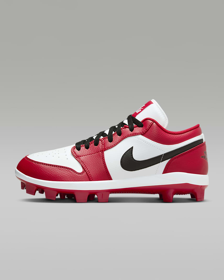 Jordan 1 Retro MCS Low Men's Baseball Cleats - Gym Red/White/Black