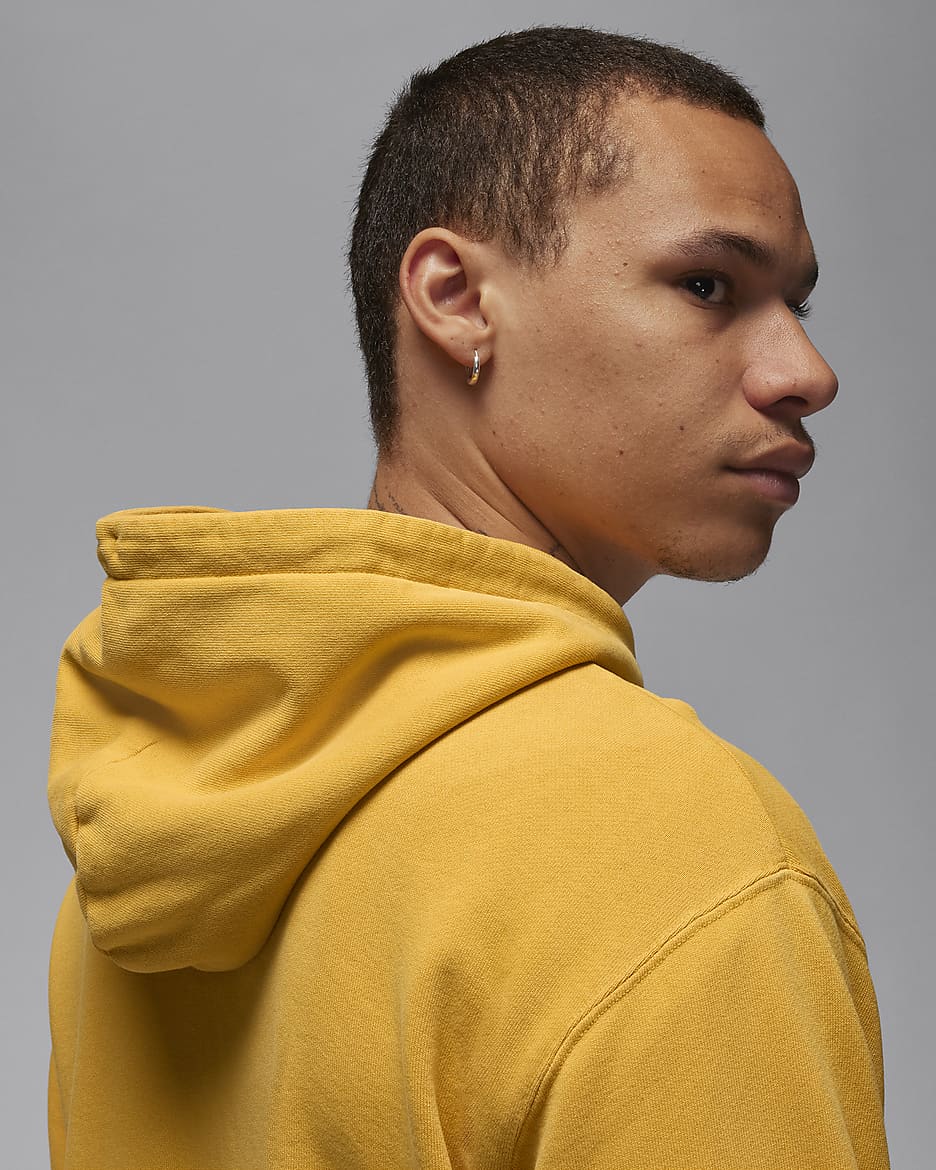 Jordan Flight Fleece Men's Washed Pullover Hoodie - Yellow Ochre