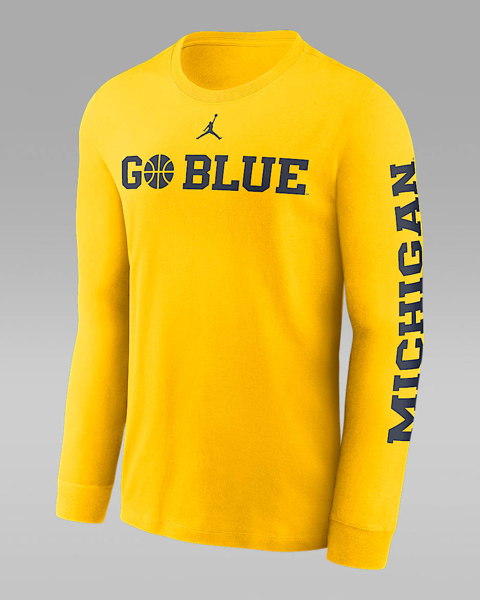Michigan Wolverines Basketball Icon Men's Jordan College Long-Sleeve T-Shirt - College Navy