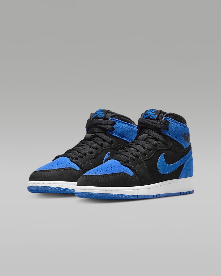 Air Jordan 1 High OG Big Kids' Shoes - Black/White/Royal Blue/Royal Blue