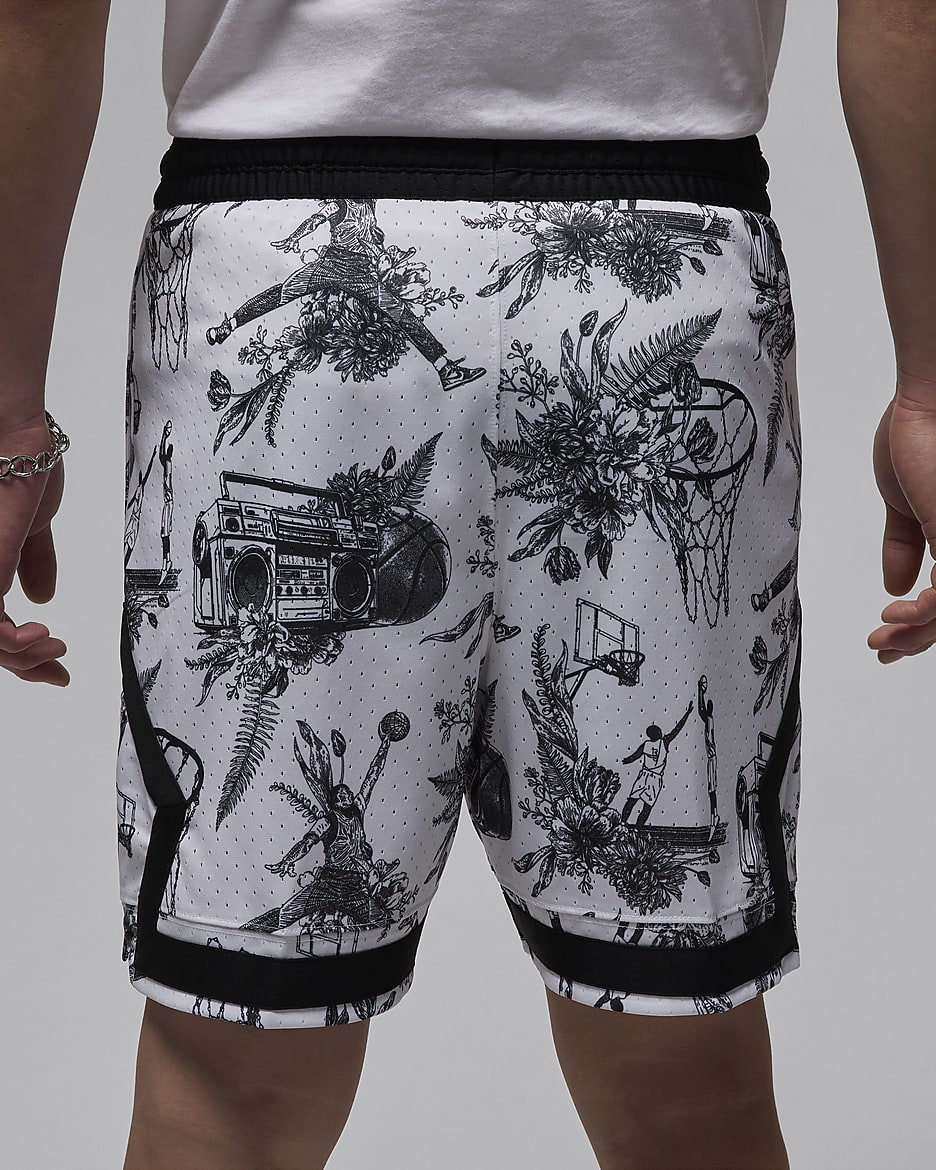 Shorts Dri-FIT Printed Diamond para hombre Jordan Sport - Blanco/Negro/Negro