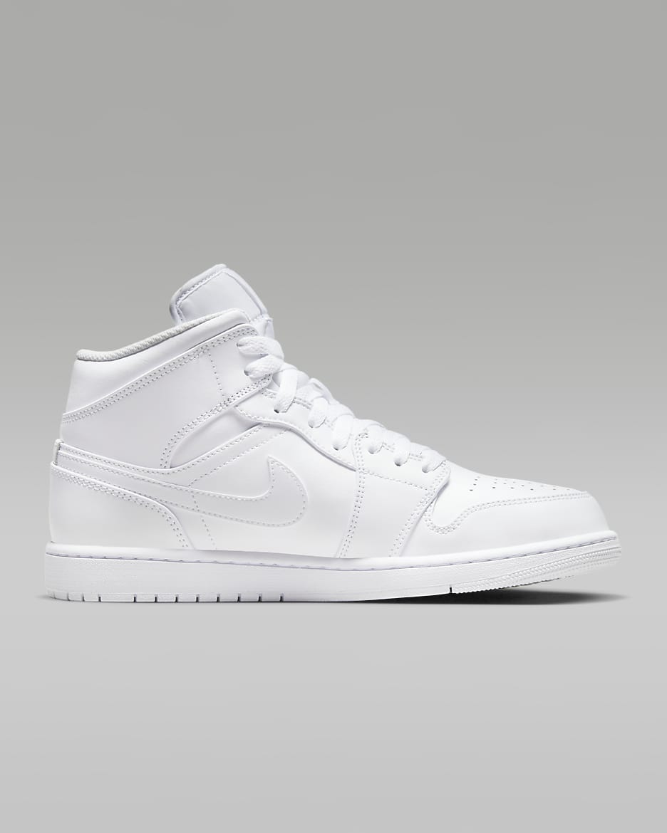 Air Jordan 1 Mid Shoes - White/White/White