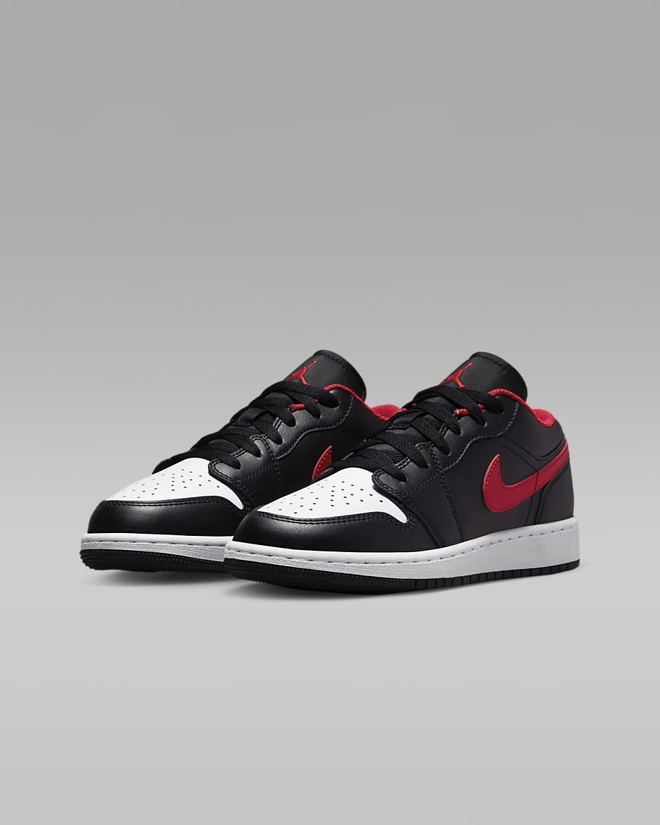 Air Jordan 1 Low Older Kids' Shoes - Black/White/Fire Red