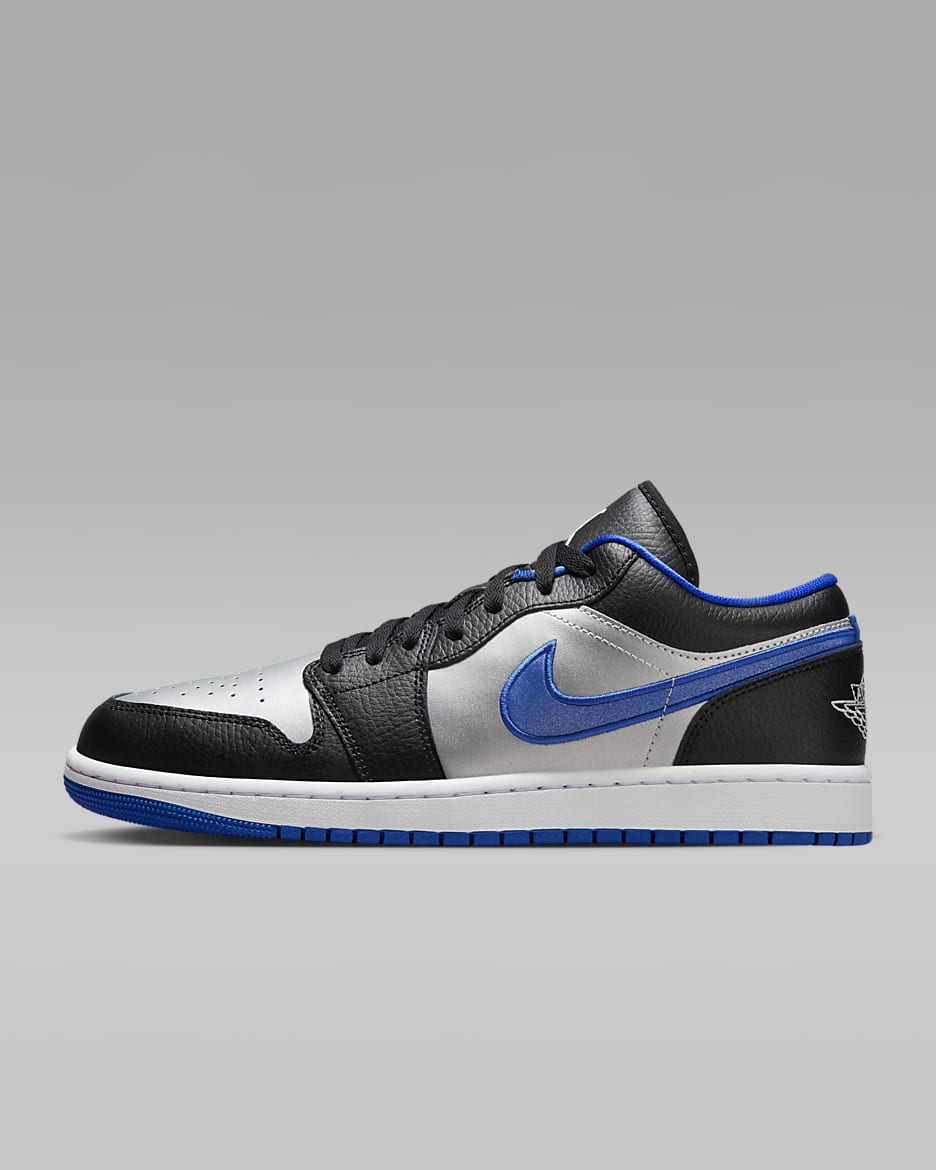 Air Jordan 1 Low Men's Shoes - Black/Game Royal/Metallic Platinum/White