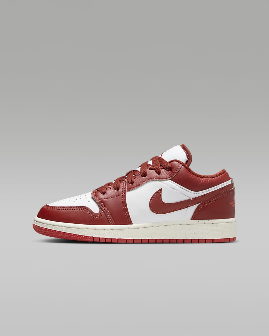 Air Jordan 1 Low SE Older Kids' Shoes - White/Lobster/Sail/Dune Red