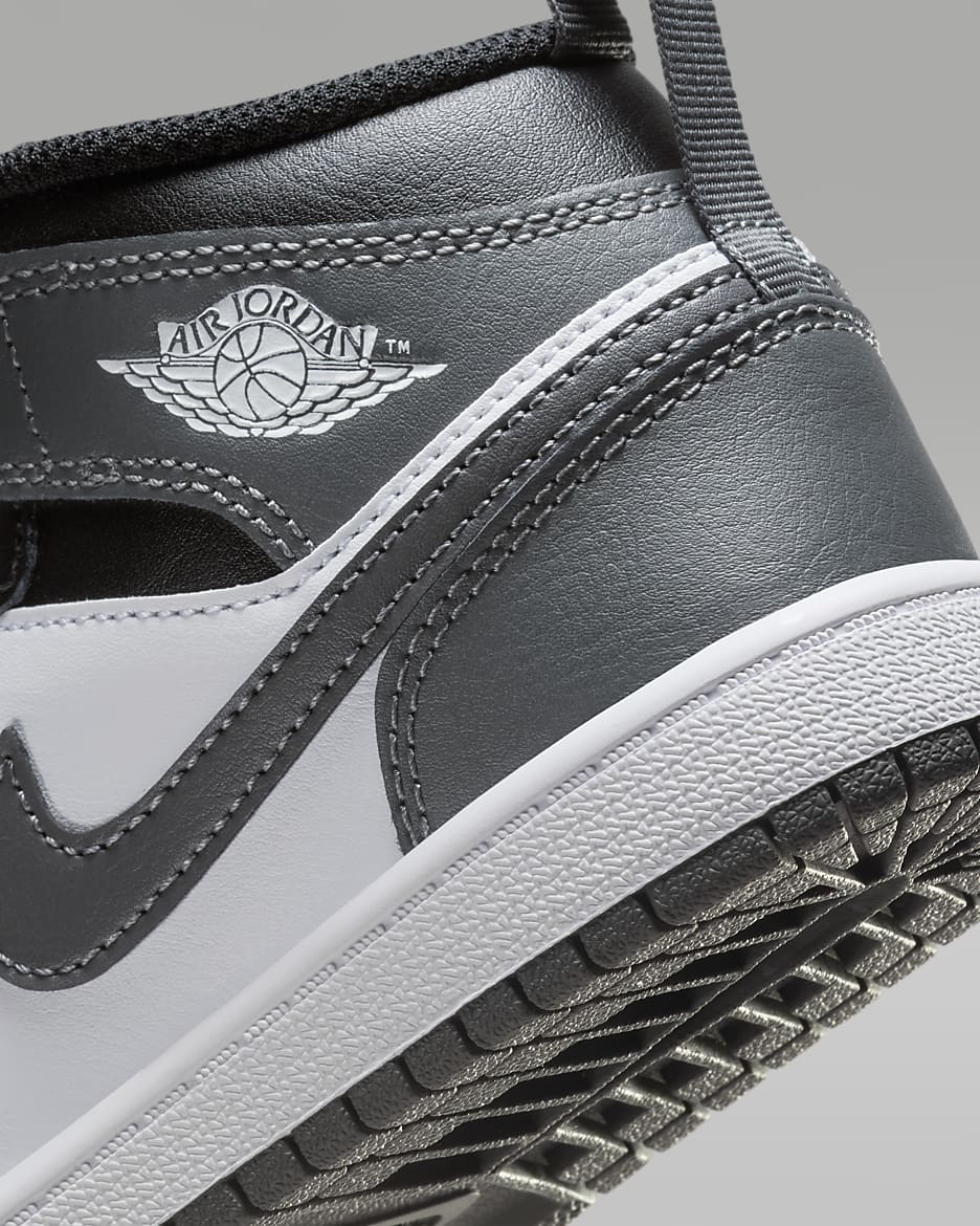 Jordan 1 Mid Little Kids' Shoes - Black/White/Iron Grey