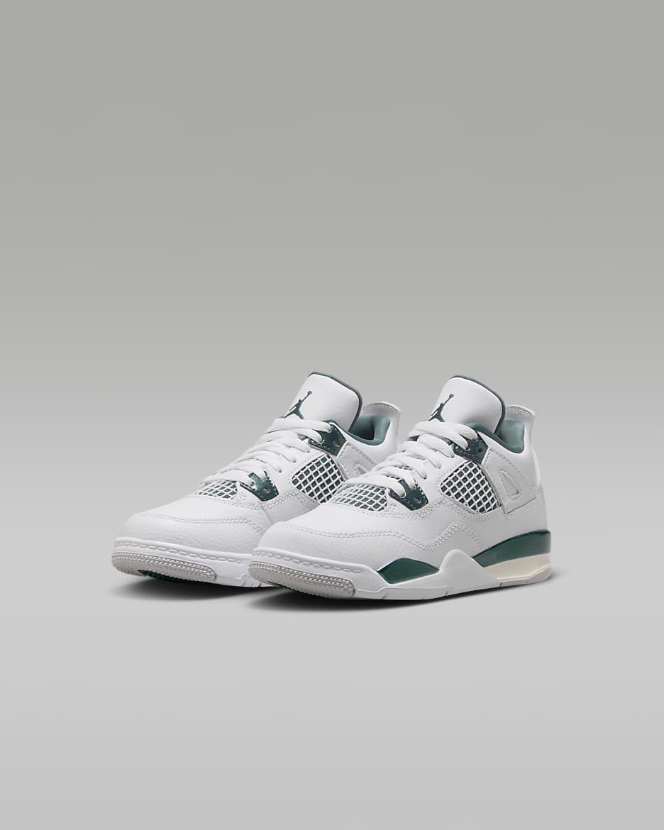 Jordan 4 Retro 'Oxidised Green' Younger Kids' Shoes - White/White/Neutral Grey/Oxidised Green