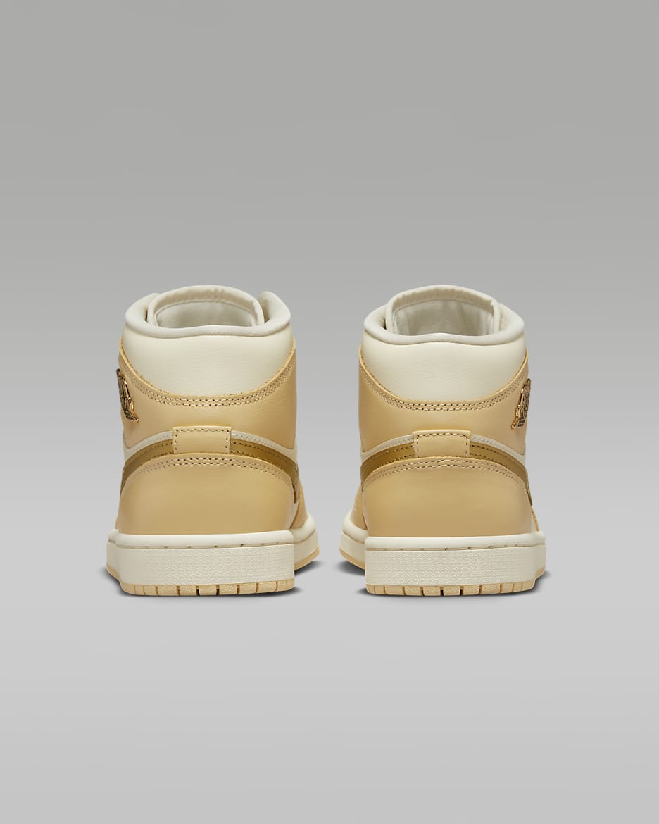 Air Jordan 1 Mid SE Zapatillas - Mujer - Pale Vanilla/Coconut Milk/Sail/Oro metalizado