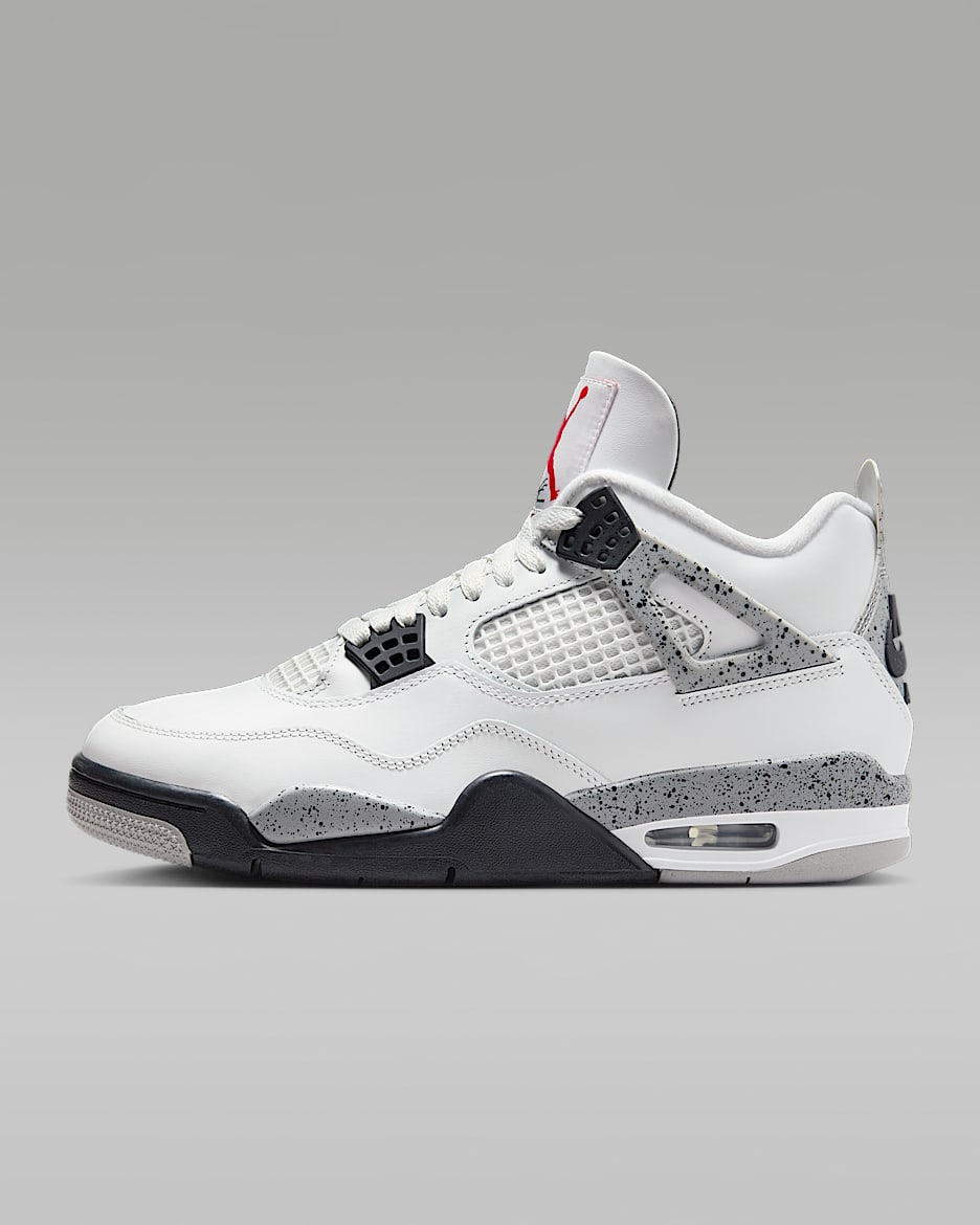 Air Jordan 4 Retro Men's Shoes - Summit White/Cement Grey/Black/Fire Red