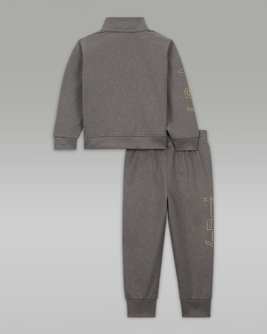 Jordan Take Flight Black and Gold Tricot Set Baby Tracksuit - Carbon Heather