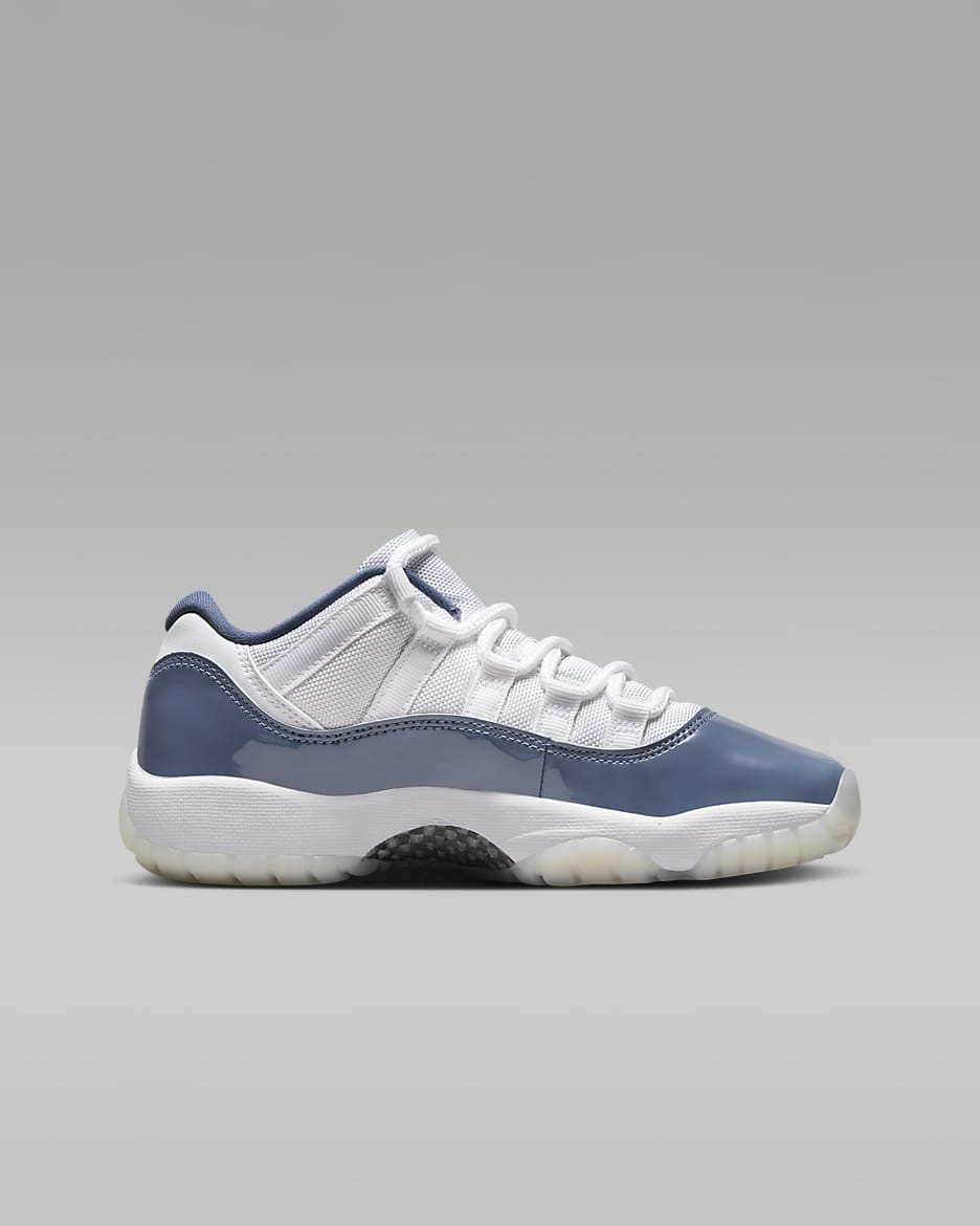 Air Jordan 11 Retro Low "Diffused Blue" Big Kids' Shoes - White/Diffused Blue/Football Grey/Midnight Navy