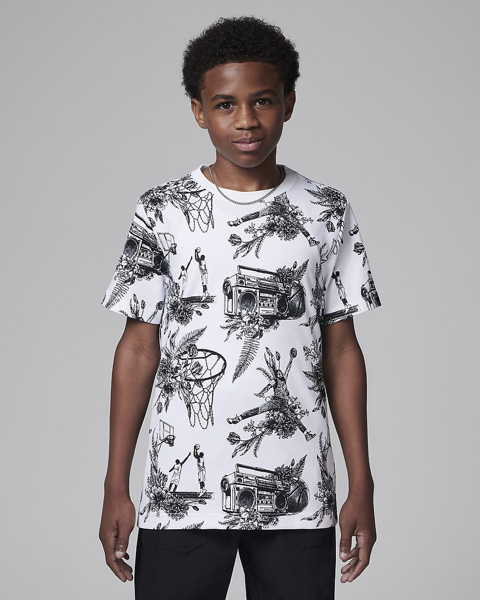 Jordan Dri-FIT Big Kids' Sports Sketch T-Shirt - White