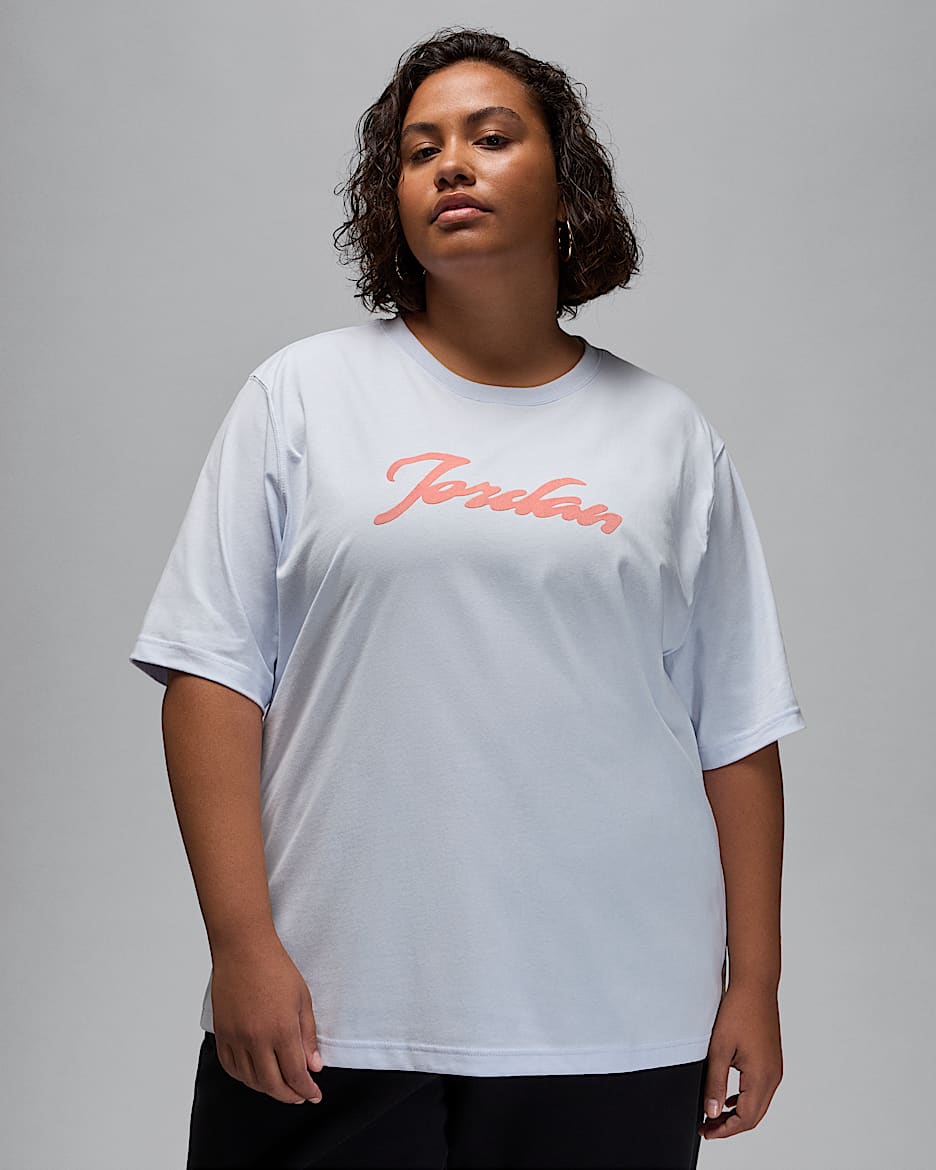 Jordan Women's Graphic T-Shirt (Plus Size) - Football Grey/Crimson Bliss