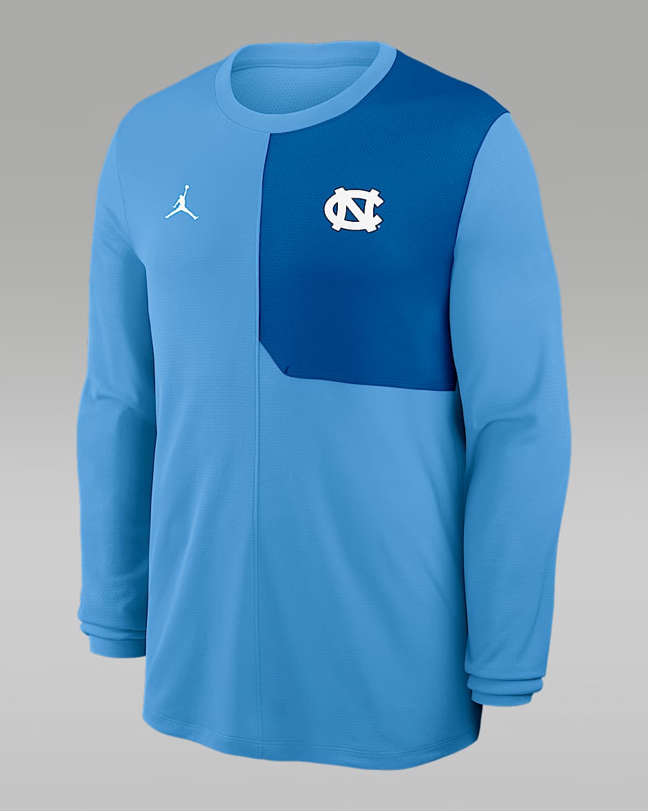 North Carolina Sideline Coach Men's Jordan Brand Dri-FIT College Long-Sleeve Top - Light Blue