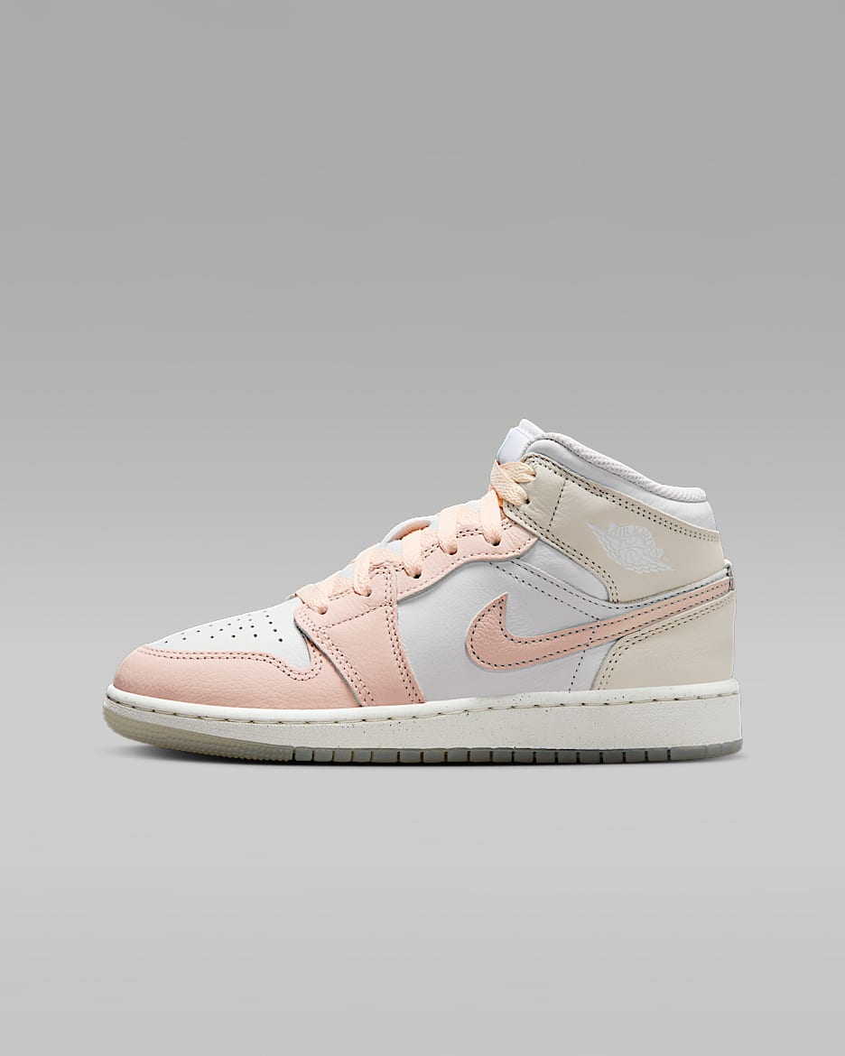 Tenis para niños grandes Air Jordan 1 Mid SE - Vela/Mar de cristal/Azul glacial/Guayaba hielo