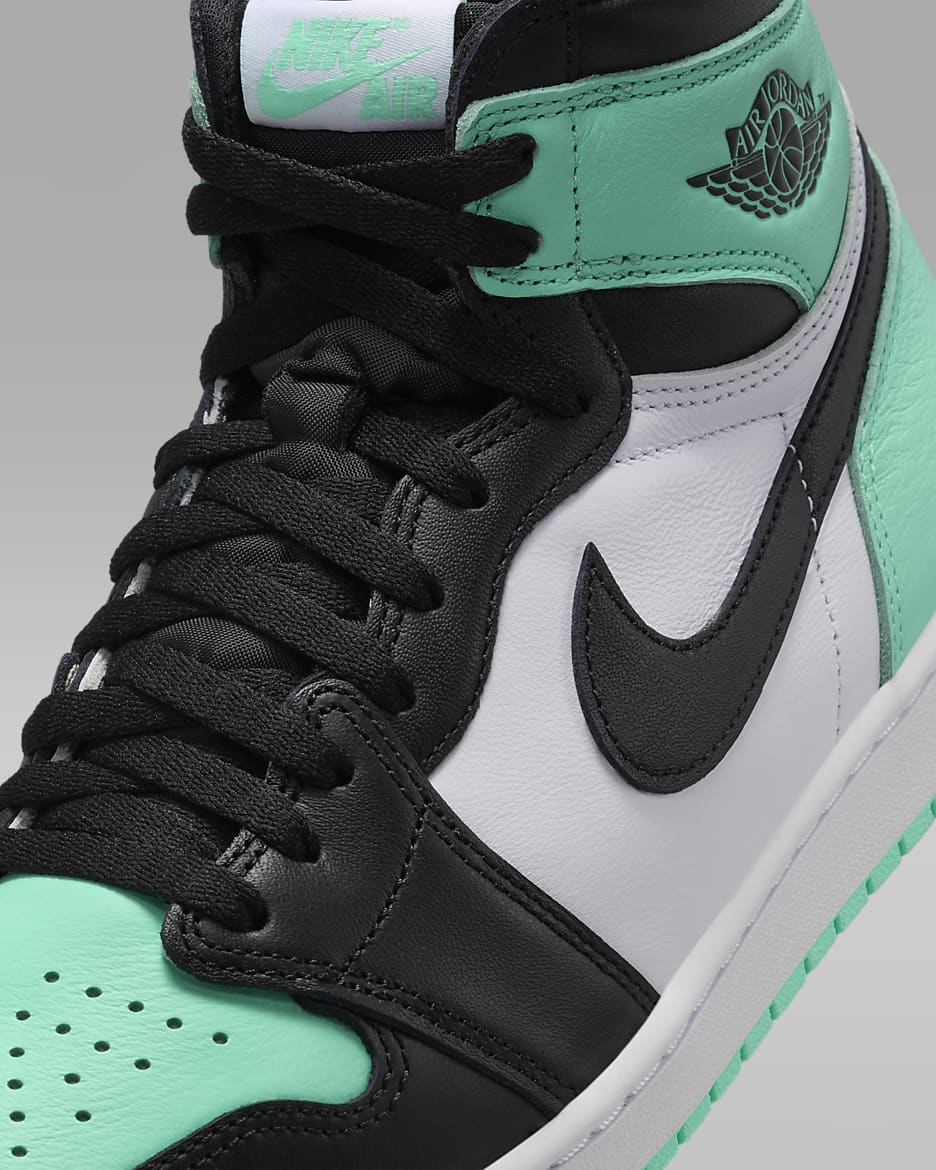 Air Jordan 1 Retro High OG Men's Shoes - White/Green Glow/Black