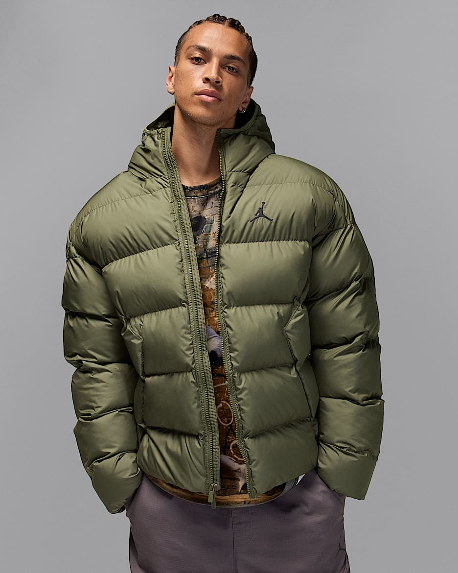 Pánská péřová bunda Jordan Brooklyn Therma-FIT - Medium Olive/Černá