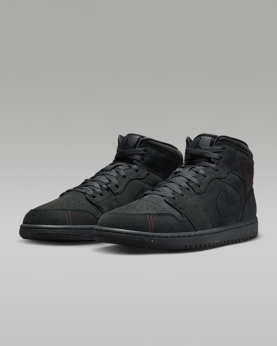 Air Jordan 1 Mid SE Craft Men's Shoes - Dark Smoke Grey/Varsity Red/Black