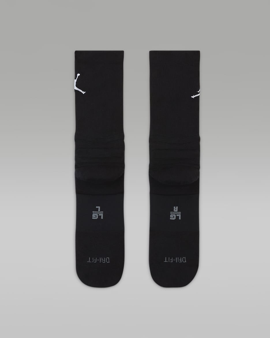 Jordan Flight Crew Basketball Socks - Black/White