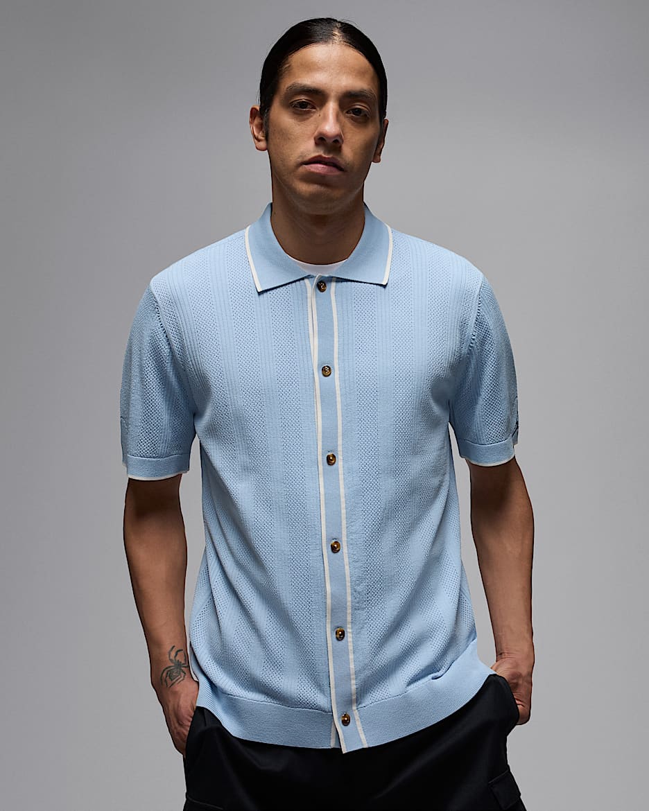 Jordan Sport Men's Short-Sleeve Golf Sweater Top - Light Armory Blue/Phantom/Light Armory Blue