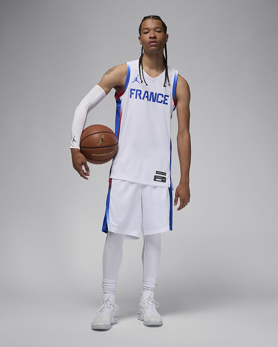 Frankrijk Limited Thuis Jordan basketbaljersey voor heren - Wit/Hyper Royal