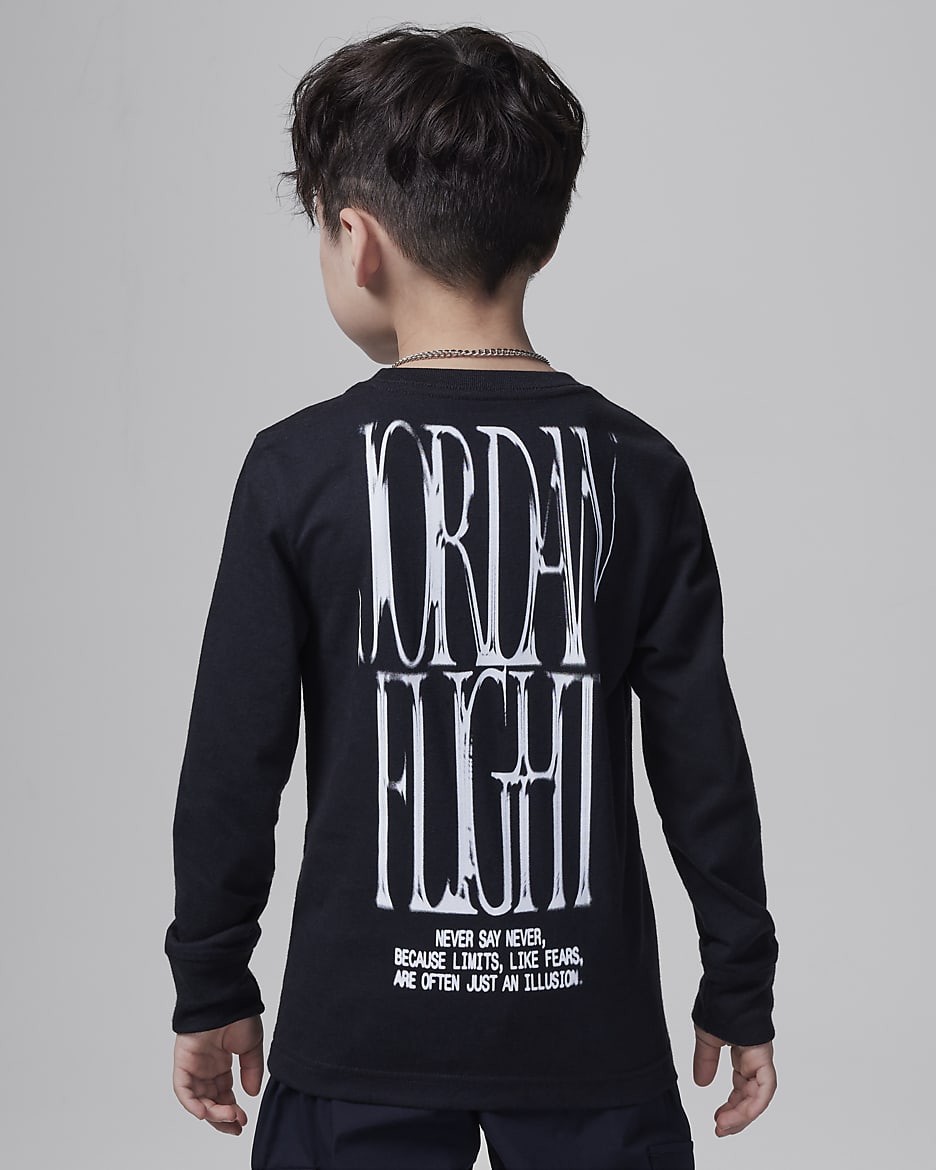 Playera de manga larga para niños talla pequeña Illusions Jordan MJ Flight - Negro