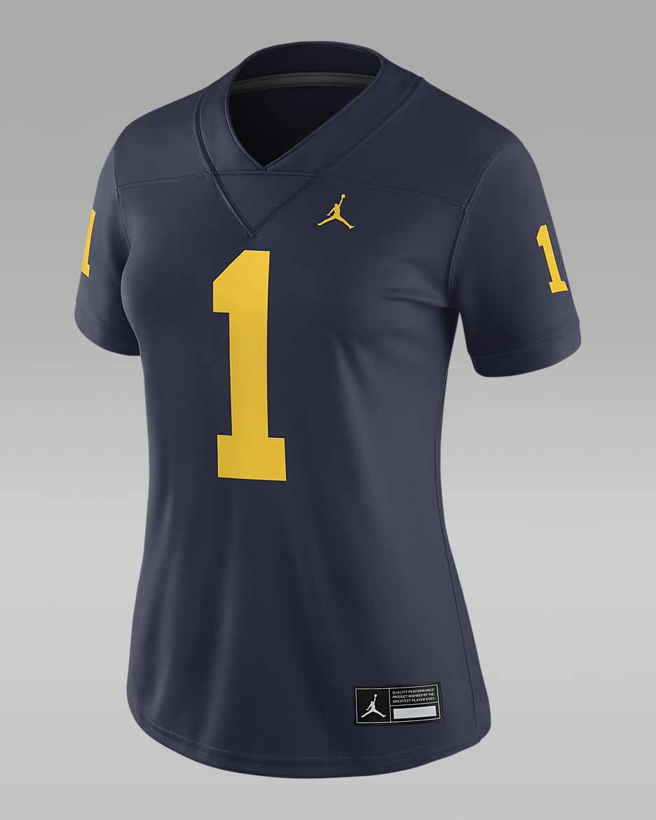 Jersey universitario Jordan Dri-FIT Game para mujer Michigan Wolverines - Azul marino