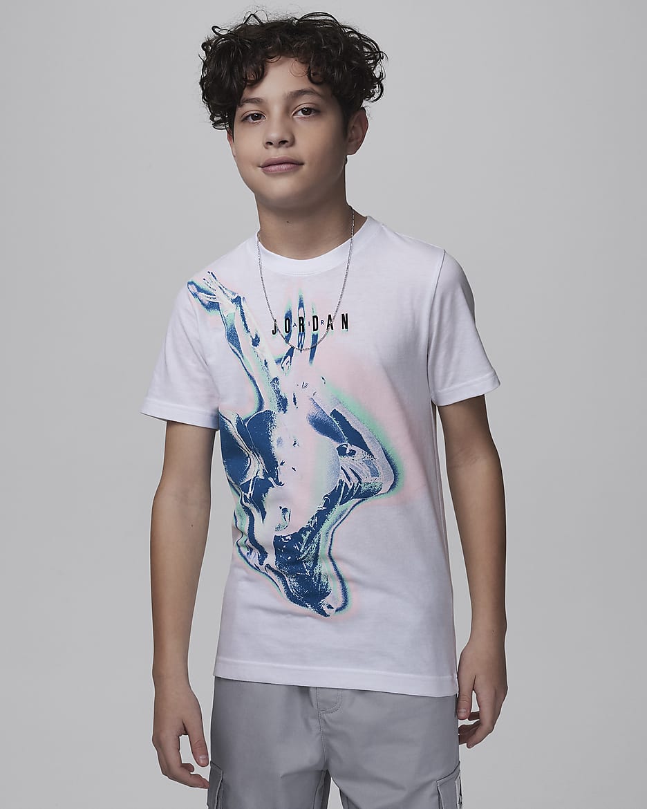 Jordan Air Heat Map Big Kids' Graphic T-Shirt - White