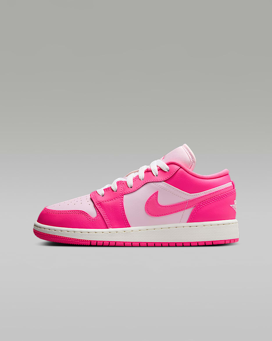 Air Jordan 1 Low Big Kids' Shoes - Pink Foam/Summit White/Hyper Pink