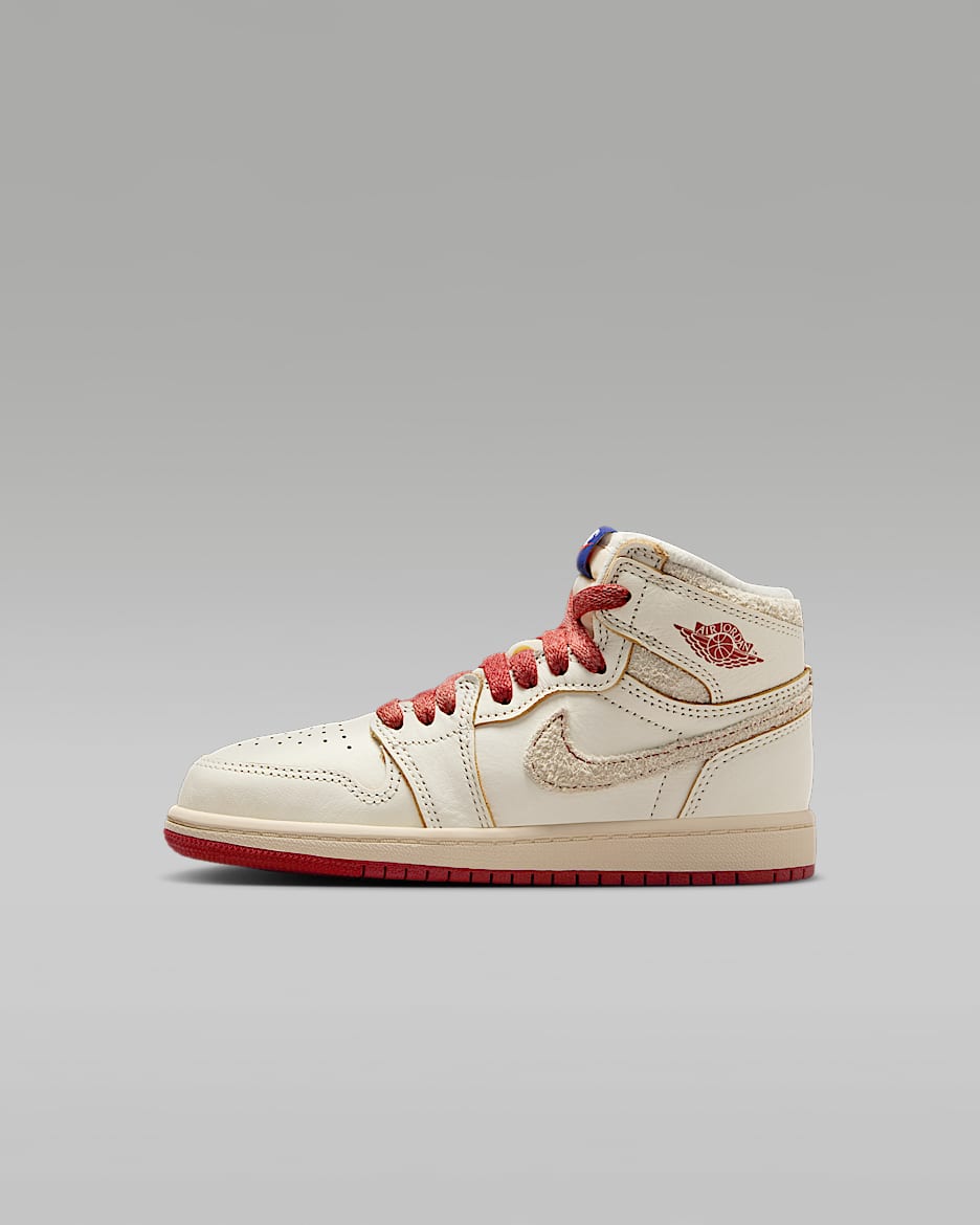 Jordan 1 Retro High OG Little Kids' Shoes - Sail/Light Bone/Pale Ivory/Cinnabar