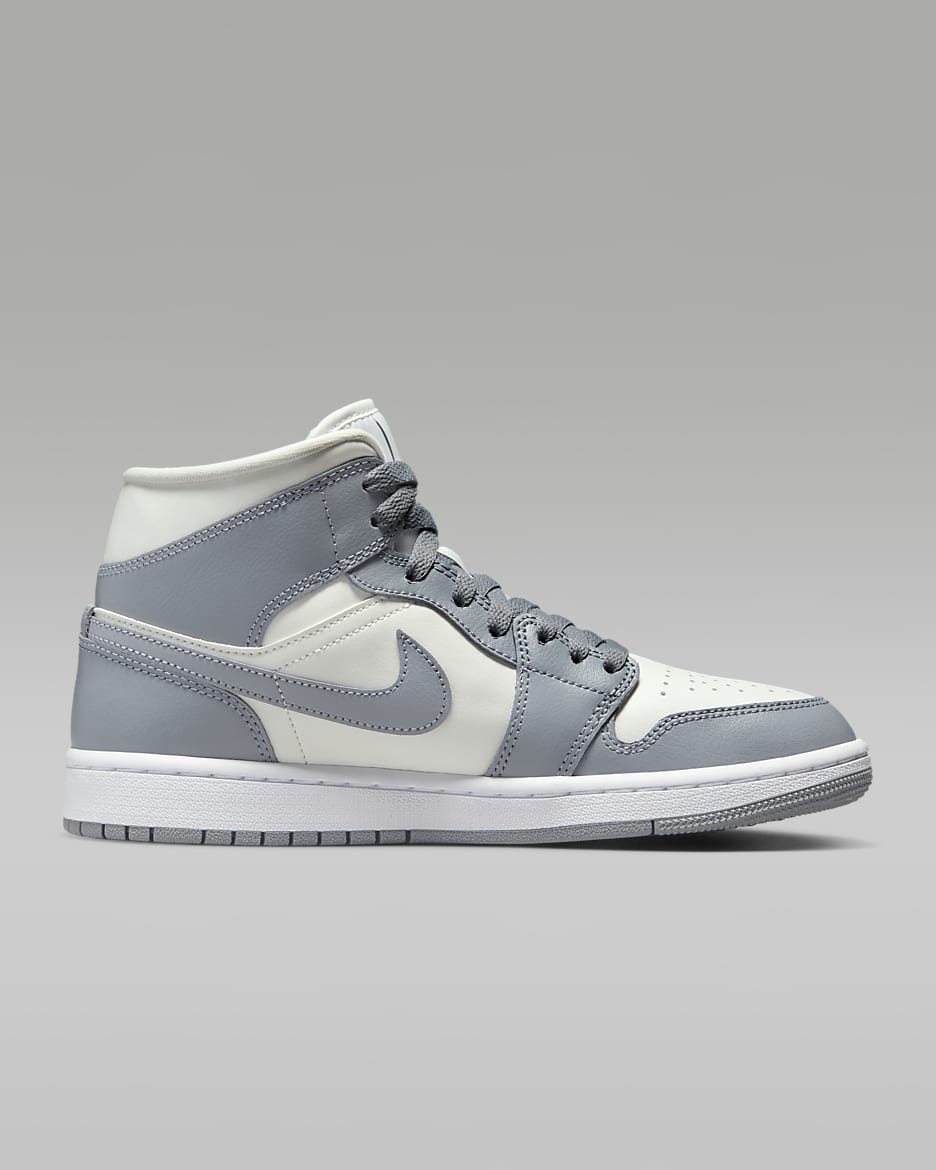 Air Jordan 1 Mid Women's Shoes - Sail/White/Stealth