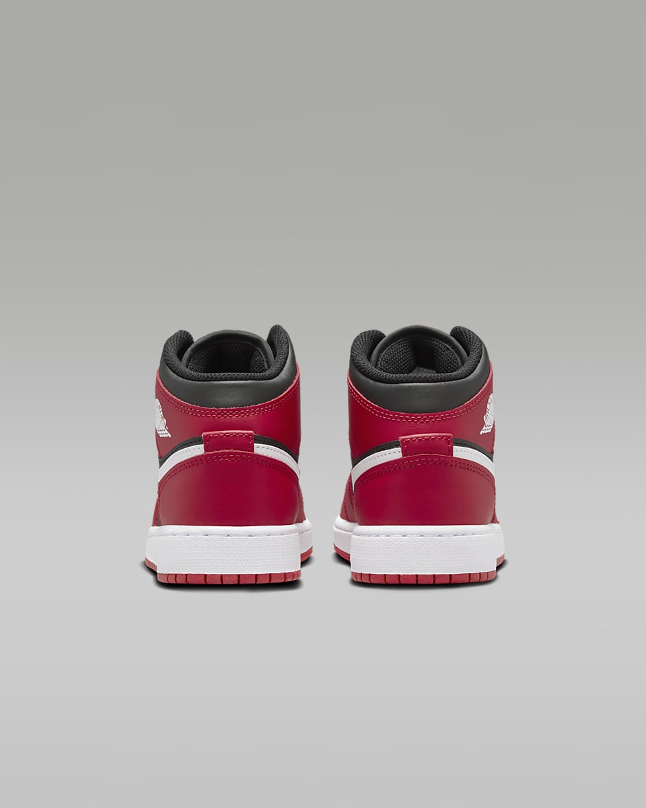 Air Jordan 1 Mid sko til store barn - Svart/Gym Red/Hvit