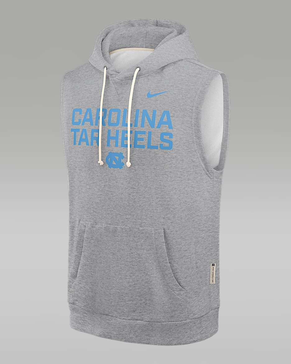 Sudadera con gorro sin cierre sin mangas universitaria marca Jordan Dri-FIT para hombre North Carolina Sideline - Gris oscuro jaspeado