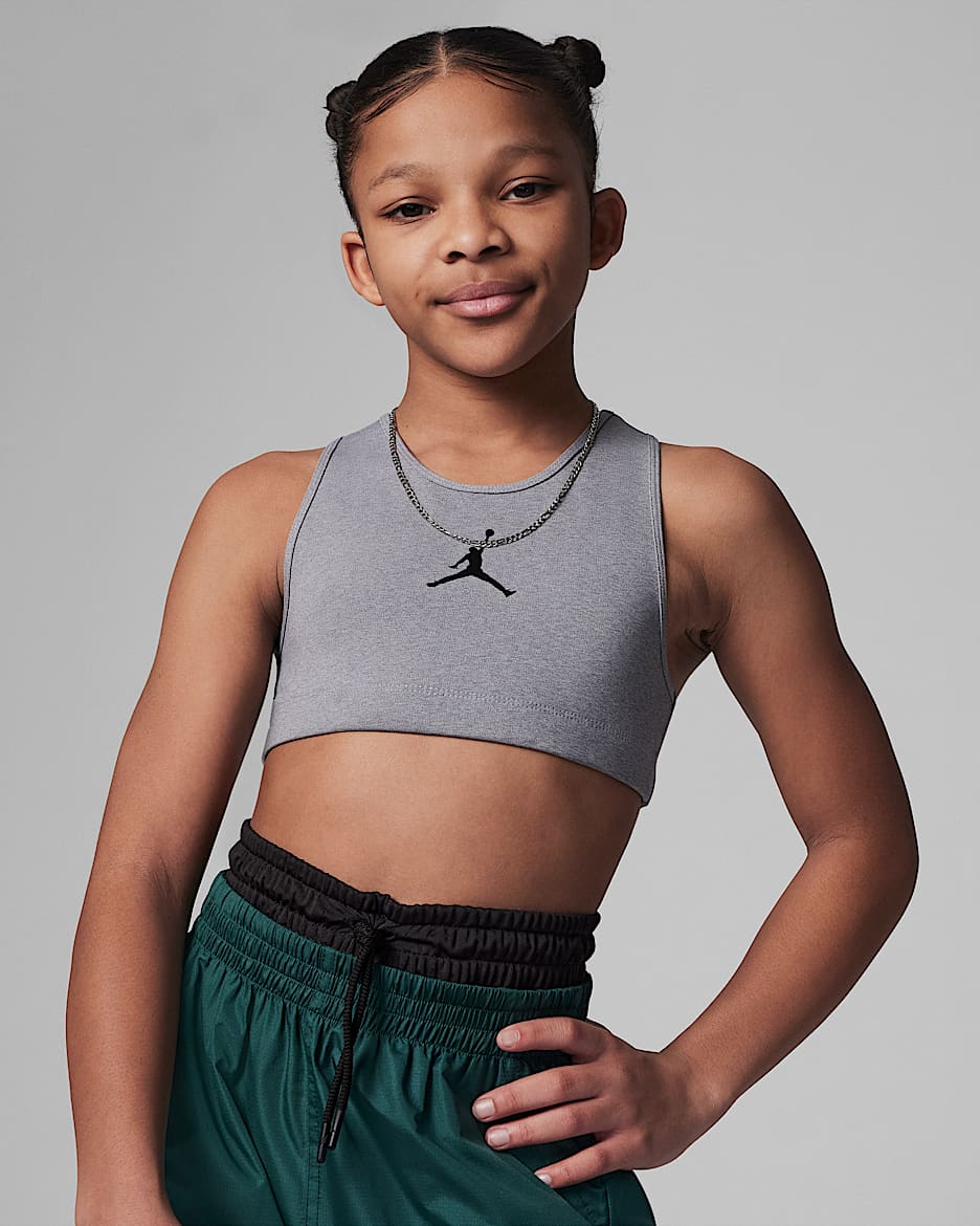 Jordan Big Kids' Sports Bra - Carbon Heather