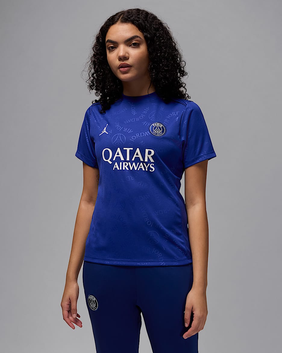 Paris Saint-Germain Academy Pro Fourth Women's Jordan Dri-FIT Football Short-Sleeve Pre-Match Top - Deep Royal Blue/Deep Royal Blue/Phantom
