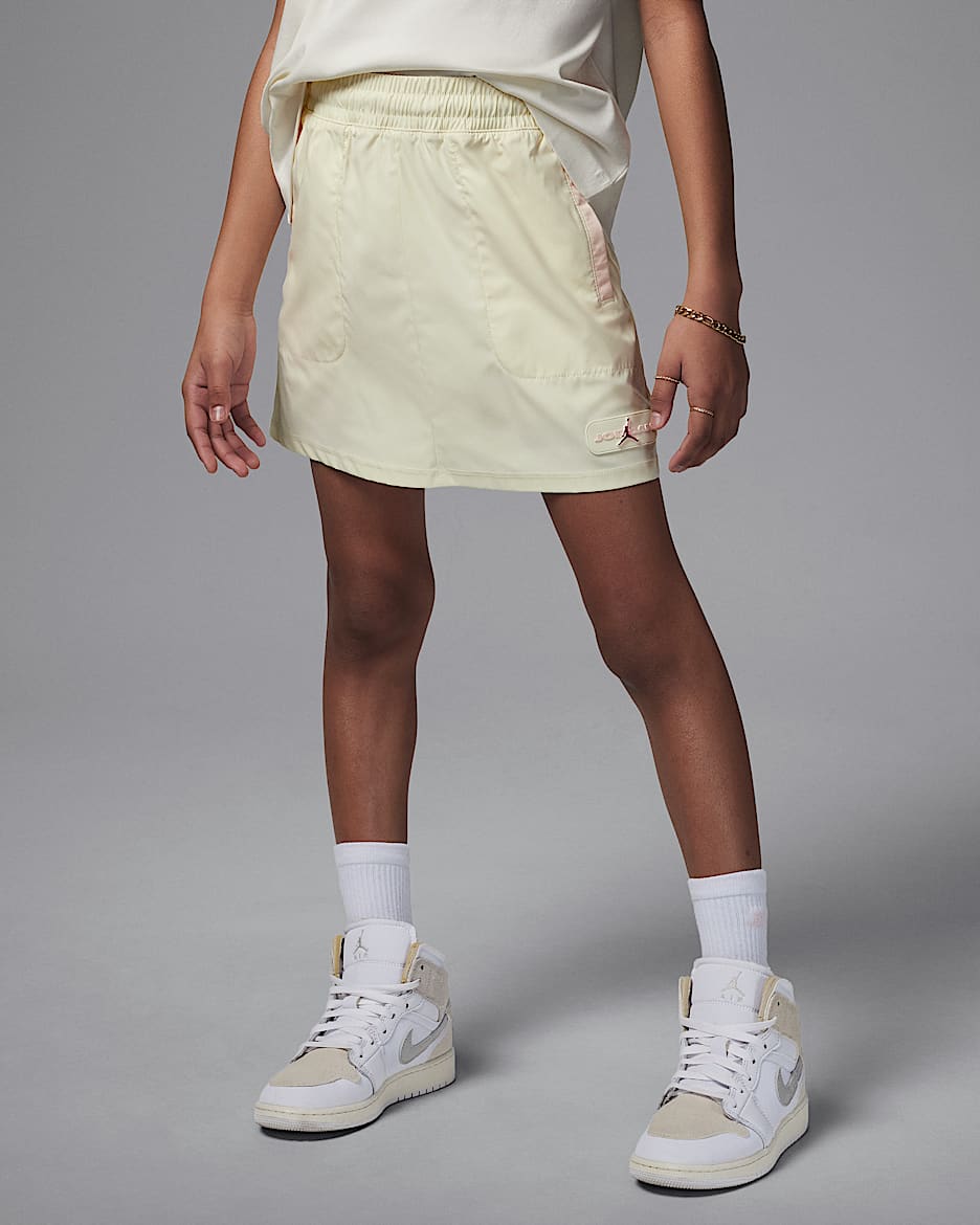 Skort de confección artesanal utilitaria para niñas talla grande Jordan - Leche de coco