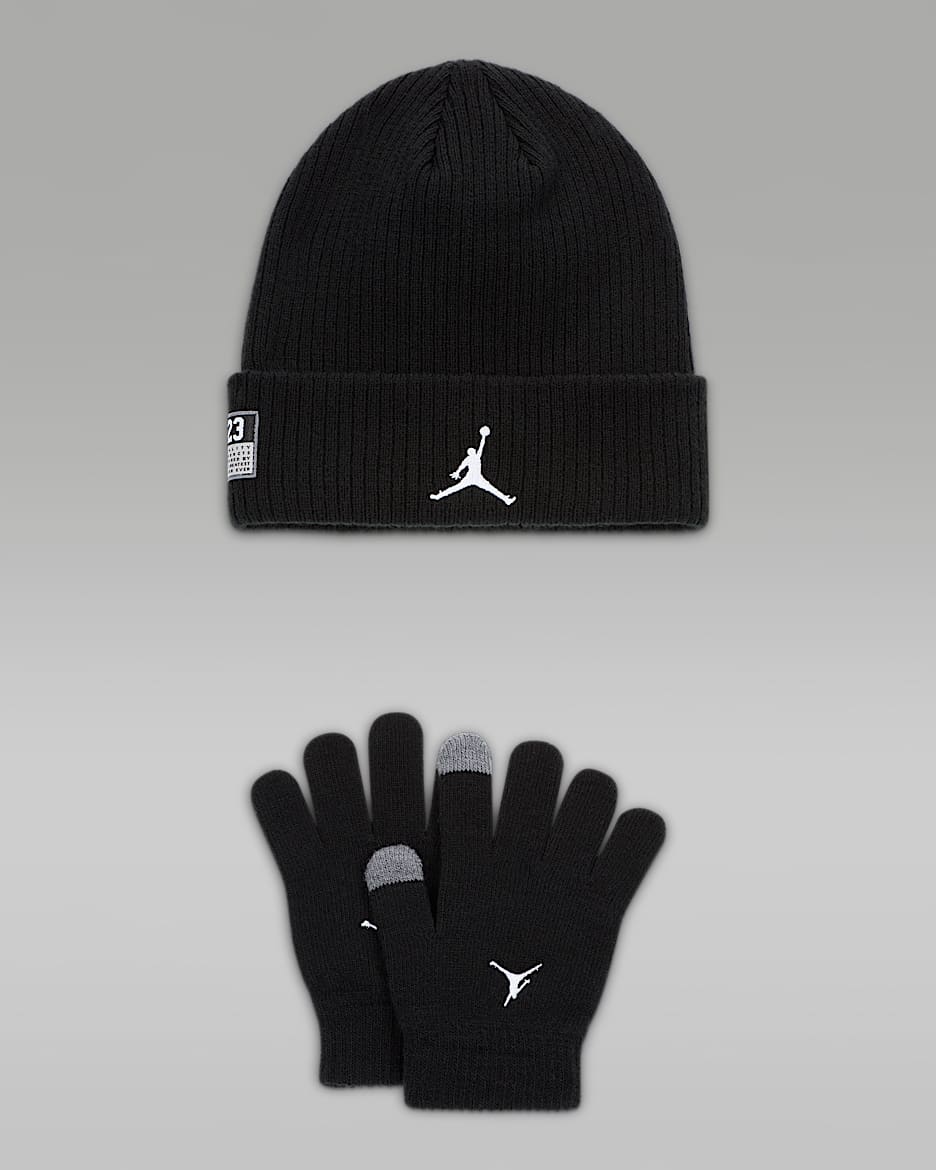 Jordan Older Kids' 2-Piece 23 Jersey Beanie Set - Black