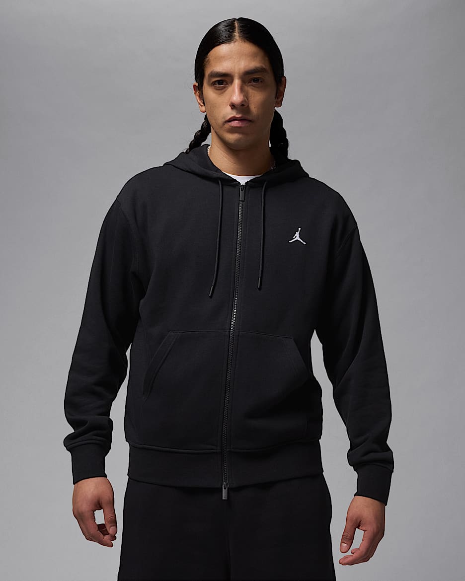 Sudadera con gorro de cierre completo para hombre Jordan Brooklyn Fleece - Negro/Blanco