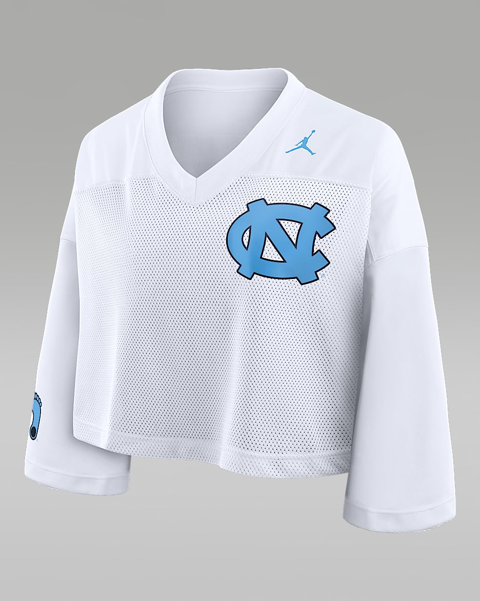 North Carolina Jersey Women's Jordan Brand Dri-FIT College Cropped Top - White