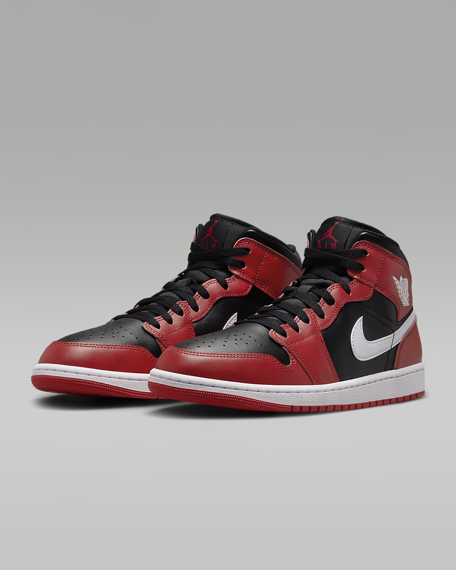 Air Jordan 1 Mid Men's Shoes - Black/Gym Red/White