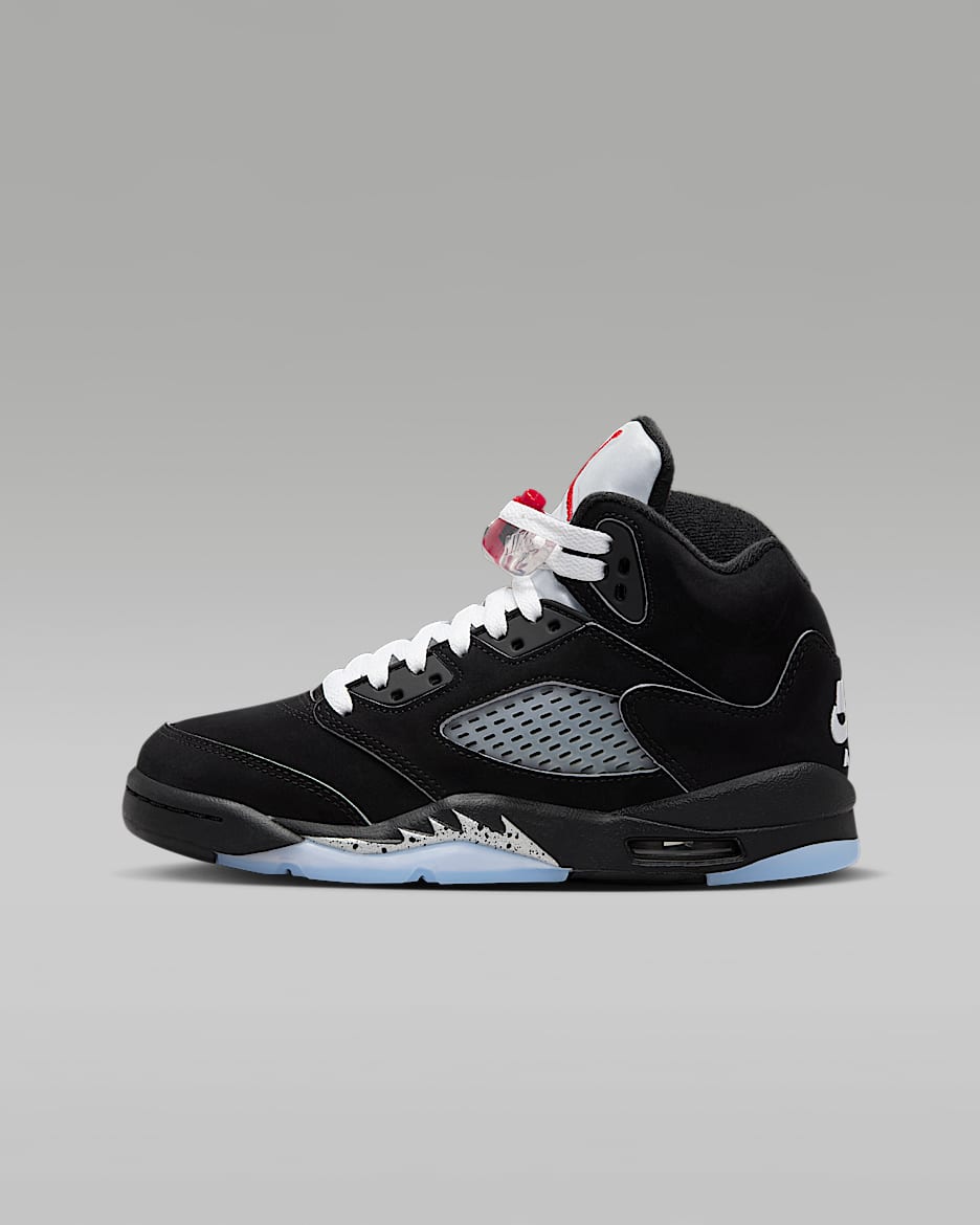 Air Jordan 5 Retro "Reimagined" 大童鞋款 - 黑色/Metallic Silver/Fire Red/白色