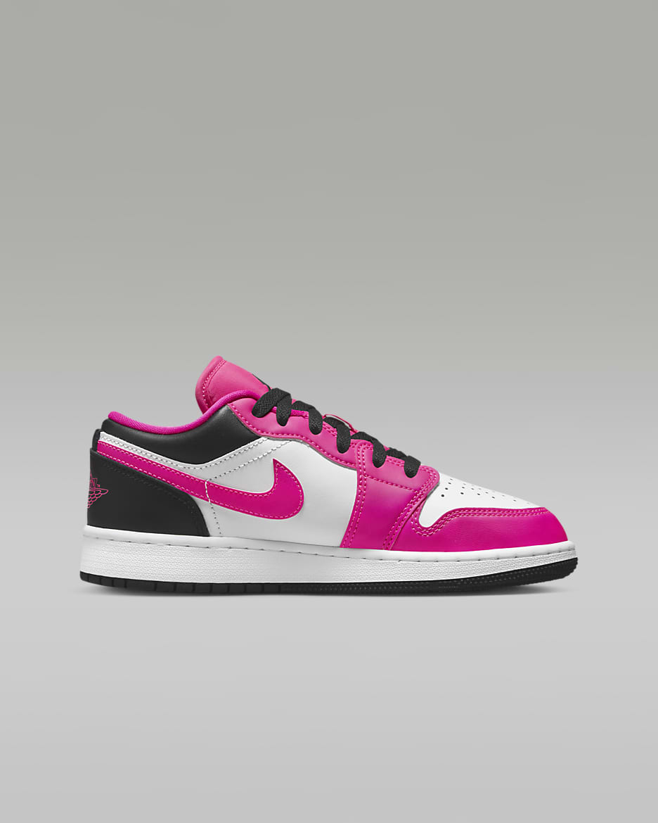 Air Jordan 1 Low Older Kids' Shoes - Fierce Pink/White/Black